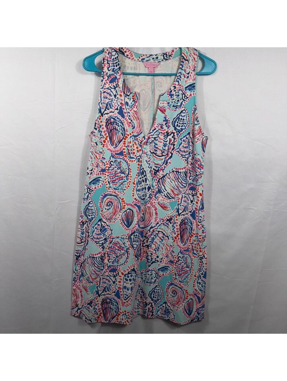 Lilly Pulitzer Seashell Print Sleeveless Shift Dress Women’s Large Coastal